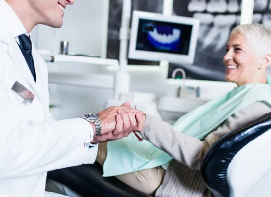 Patient result after single-tooth dental implant treatment